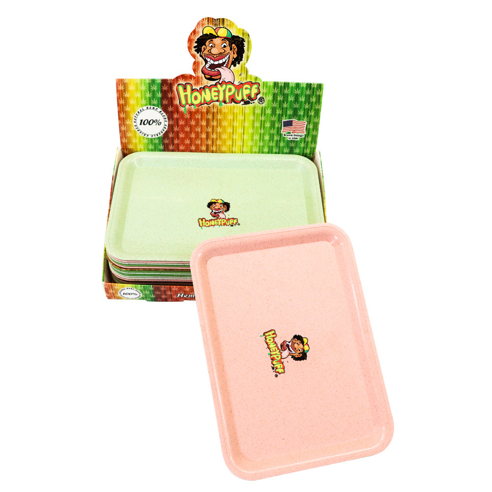 HONEYPUFF Biodegradable Plastic Rolling Tray, Material Plant Cigarette Rolling Tray, Smooth Round Edge Rolling Paper Tray