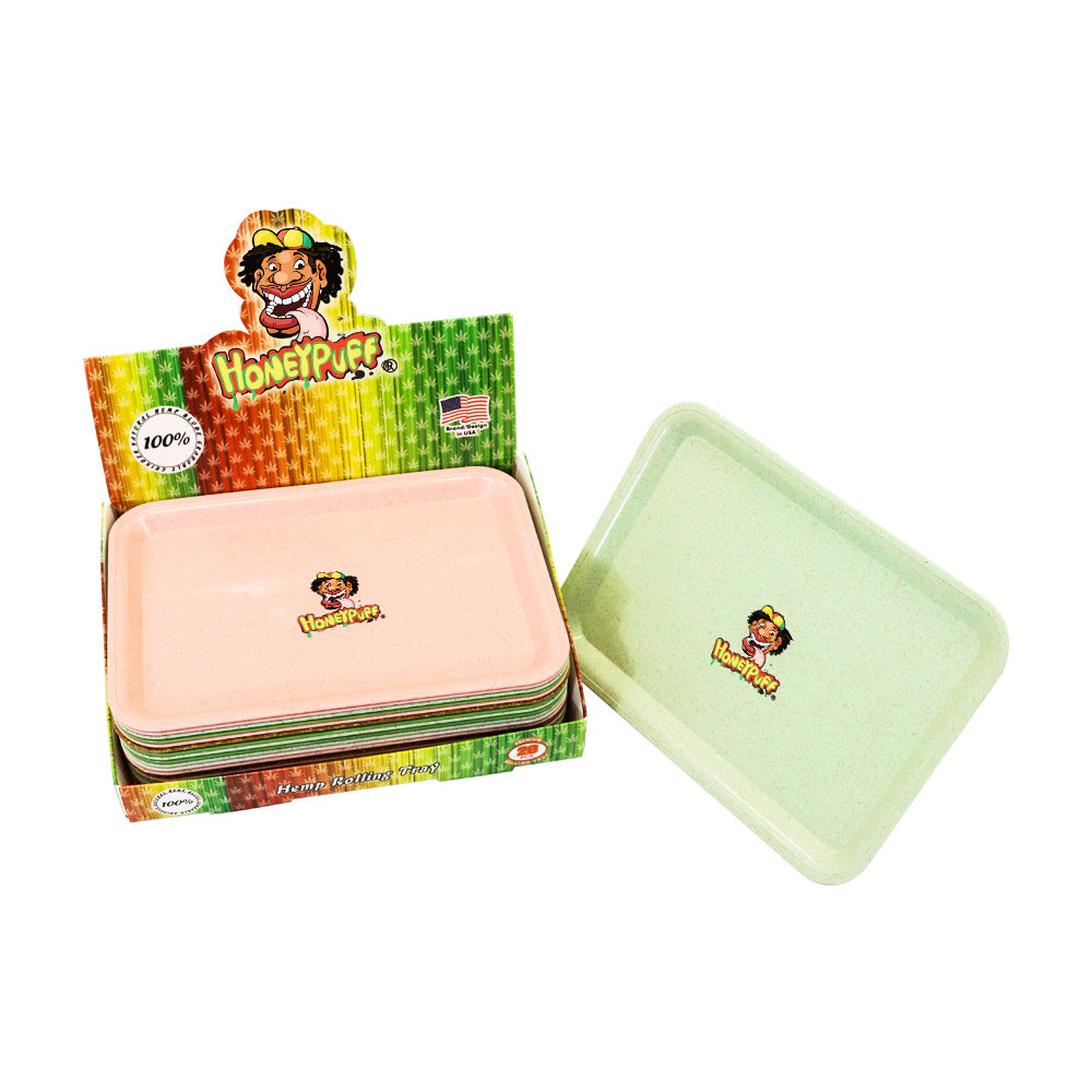 HONEYPUFF Biodegradable Plastic Rolling Tray, Material Plant Cigarette Rolling Tray, Smooth Round Edge Rolling Paper Tray