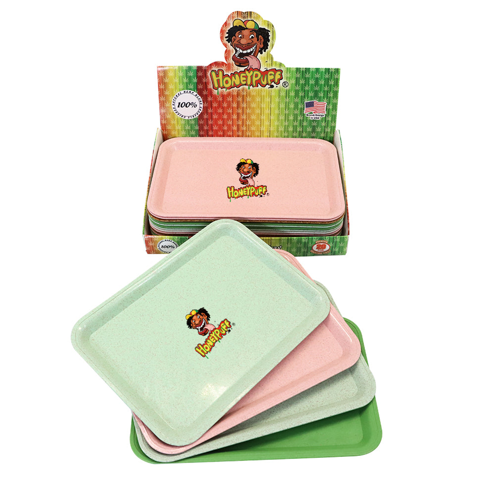 HONEYPUFF Biodegradable Plastic Rolling Tray, Material Plant Cigarette Rolling Tray, Smooth Round Edge Rolling Paper Tray