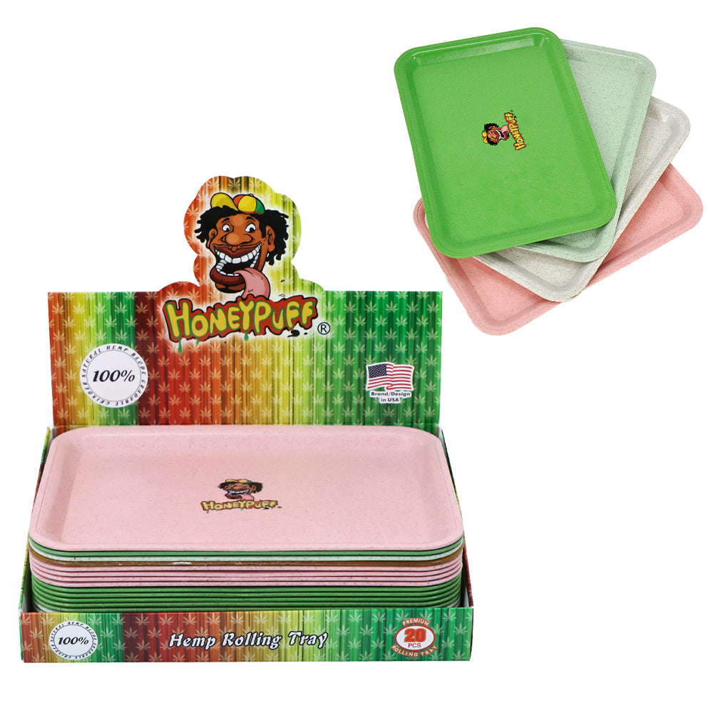 HONEYPUFF Biodegradable Plastic Rolling Tray, Material Plant Cigarette Rolling Tray, Smooth Round Edge Rolling Paper Tray