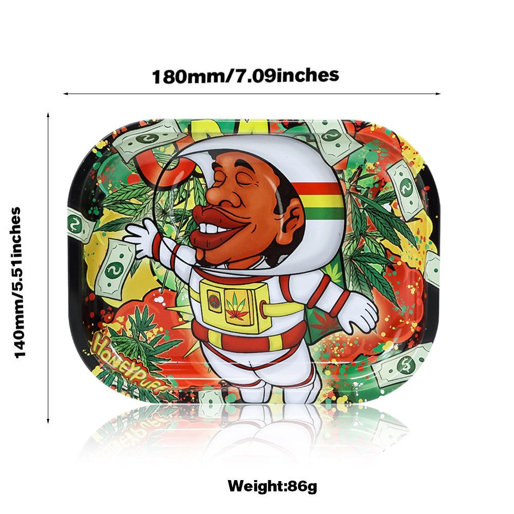 HONEYPUFF Tinplate Metal Rolling Tray, 7 x 5.5 Inches Small Size Rolling Trays, Portable Rolling Paper Tray