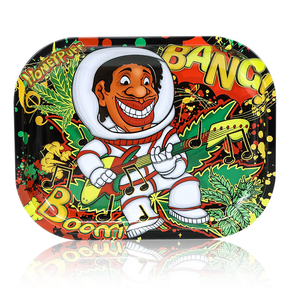 HONEYPUFF Metal Rolling Tray, Smooth Rounded Edge Cigarette Rolling Trays
