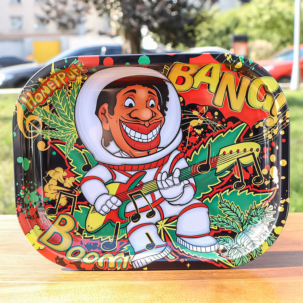 HONEYPUFF Metal Rolling Tray, Smooth Rounded Edge Cigarette Rolling Trays
