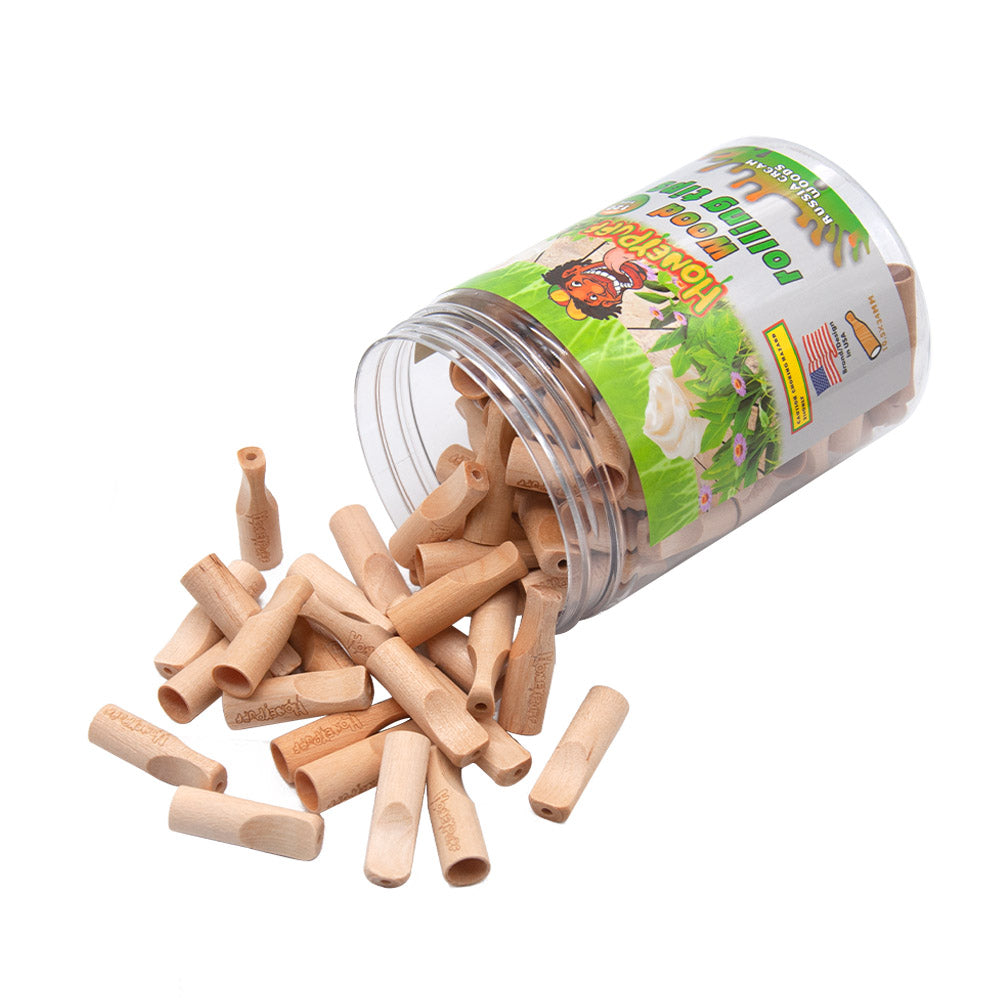 HONEYPUFF Russia Cream Flavored Wood Rolling Filter Tips, 34 mm Cigarette Holder, 120 Tips / Jar