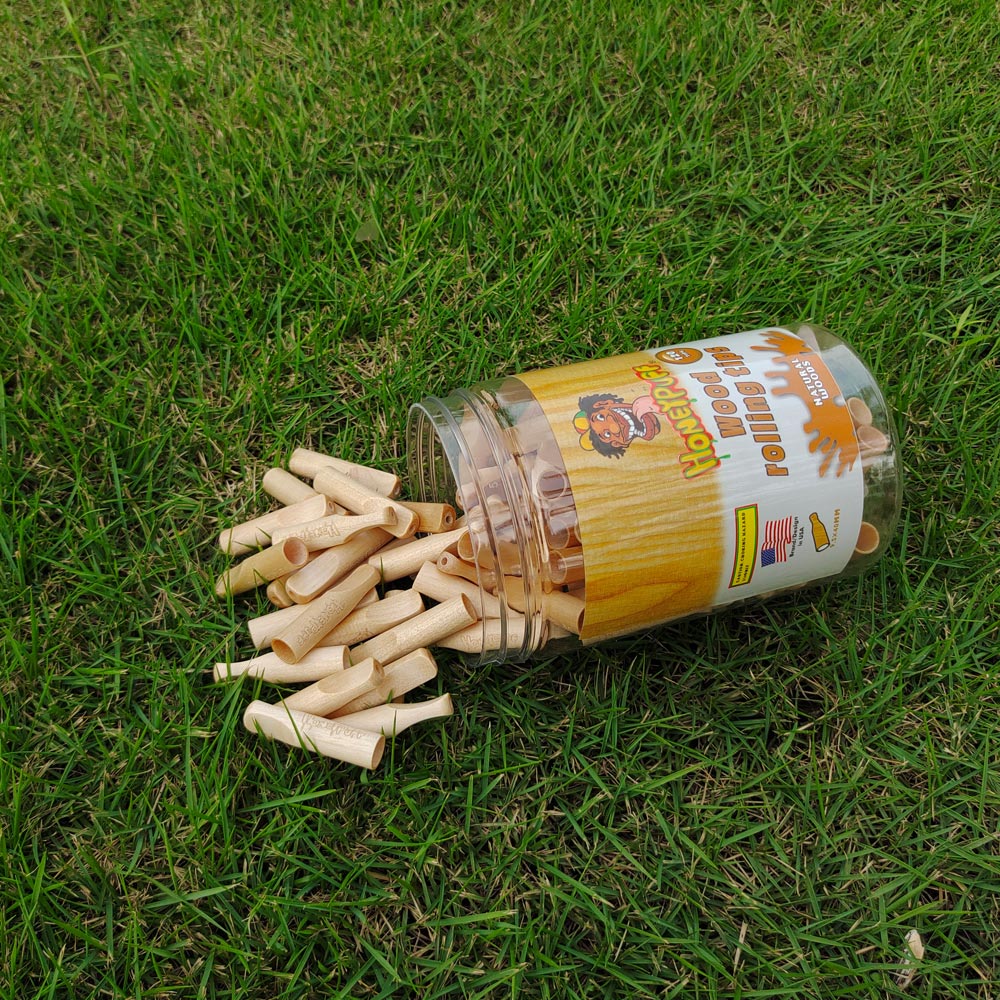 HONEYPUFF Organic Flavored Wood Rolling Filter Tips, 34 mm Cigarette Holder, 120 Tips / Jar
