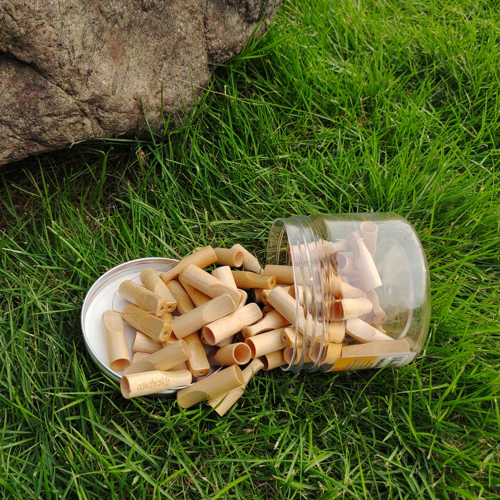 HONEYPUFF Organic Flavored Wood Rolling Filter Tips, 34 mm Cigarette Holder, 60 Tips / Jar