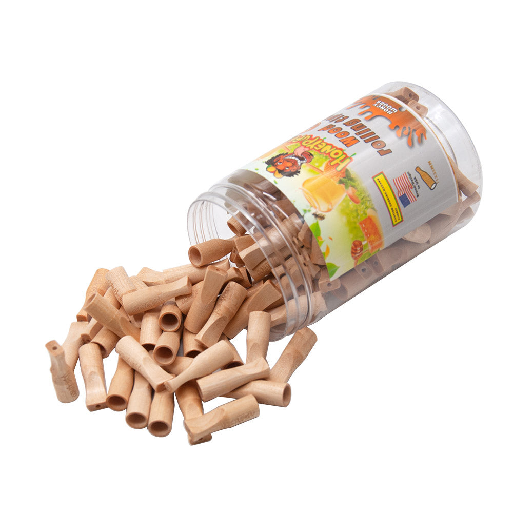 HONEYPUFF Honey Flavored Wood Rolling Filter Tips, 35 mm Cigarette Holder, 120 Tips / Jar