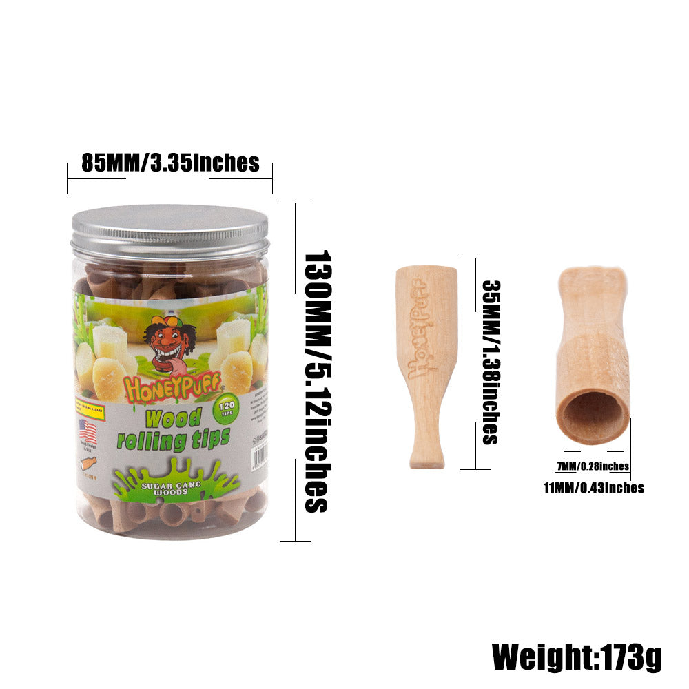 HONEYPUFF Sugarcane Flavored 35mm Wood Rolling Filter Tips Smoking Wooden Mouth Tips