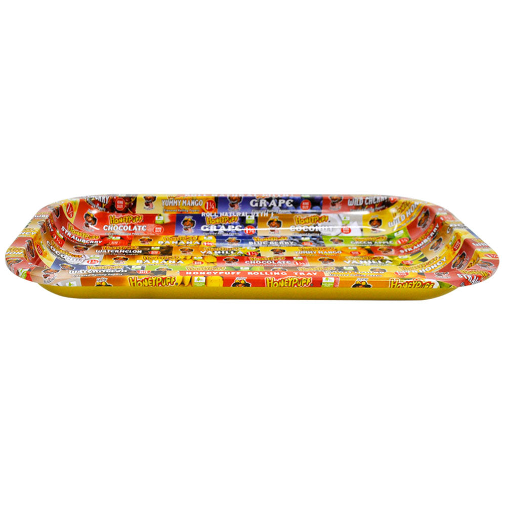 HONEYPUFF Tinplate Metal Rolling Tray, Big Size 11.3” x 7.3” Cigarette Rolling Paper, Smooth Rounded Edge Rolling Paper Trays