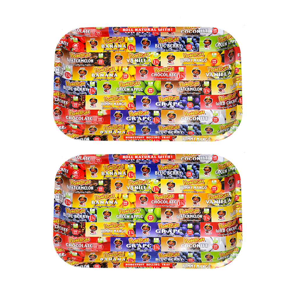 HONEYPUFF Tinplate Metal Rolling Tray, Big Size 11.3” x 7.3” Cigarette Rolling Paper, Smooth Rounded Edge Rolling Paper Trays