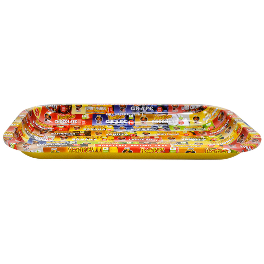 HONEYPUFF Tinplate Metal Rolling Tray, Large Size 10.6” x 6.3” Cigarette Rolling Paper, Smooth Rounded Edge Rolling Paper Trays