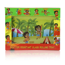Load image into Gallery viewer, HONEYPUFF Glass Rolling Tray, Shatter Resistant Cigarette Rolling Tray, Rasta Style Rolling Paper Tray, 6.3” x 4.7” Size Cigarette Rolling Tray