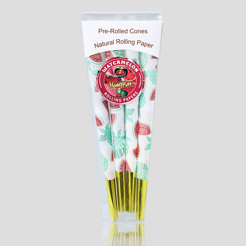 HONEYPUFF Mix Fruit Flavored Pre Rolled Cones, King Size Pre Rolled Rolling Paper with Golden Tips, Slow Burning Pre Rolled Paper Cones with Cones Loaders (8 Pcs)