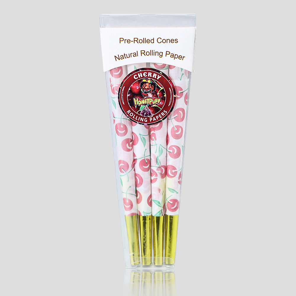 HONEYPUFF Mix Fruit Flavored Pre Rolled Cones, King Size Pre Rolled Rolling Paper with Golden Tips, Slow Burning Pre Rolled Paper Cones with Cones Loaders (8 Pcs)