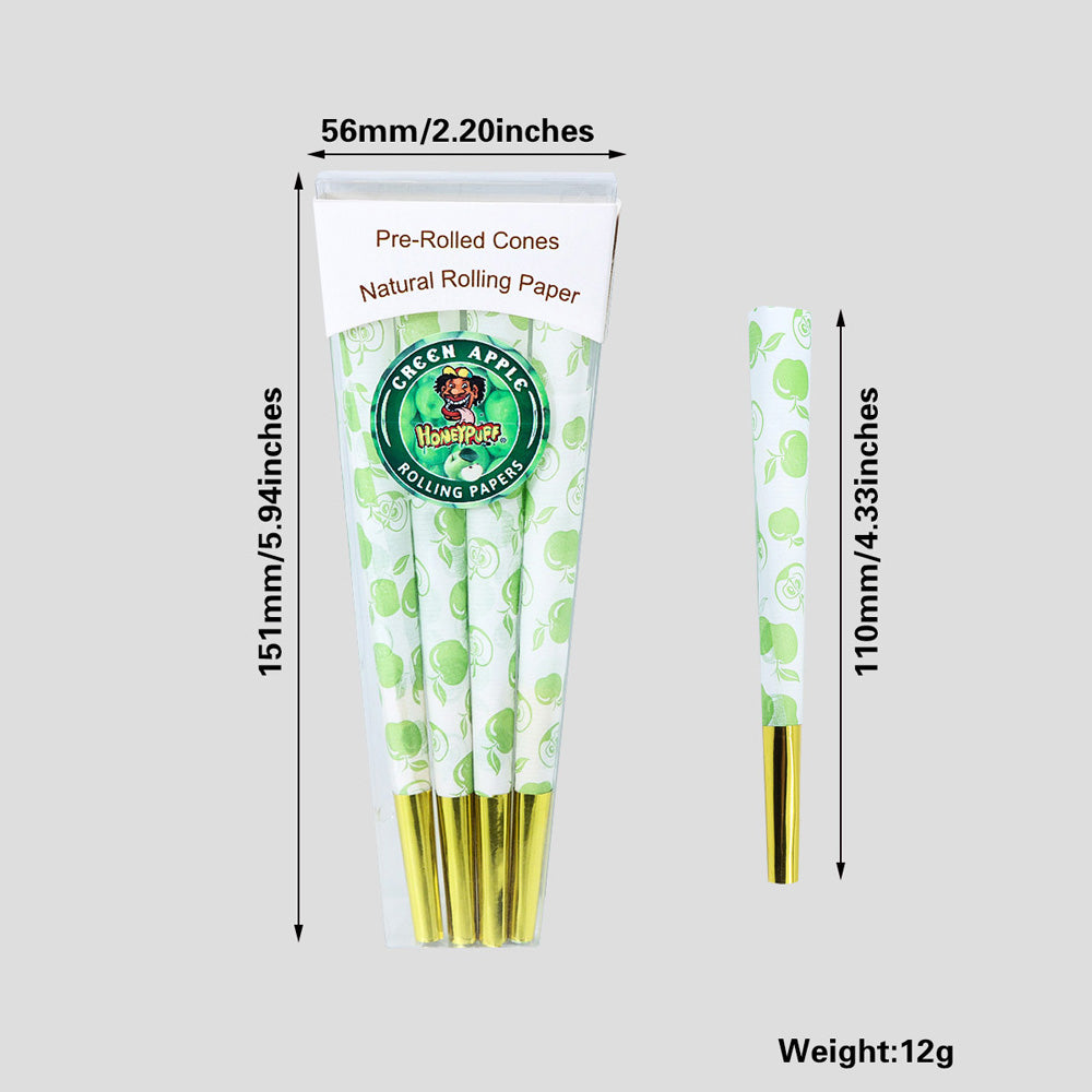 HONEYPUFF Mix Fruit Flavored Pre Rolled Cones, King Size Pre Rolled Rolling Paper with Golden Tips, Slow Burning Pre Rolled Paper Cones with Cones Loaders (8 Pcs)