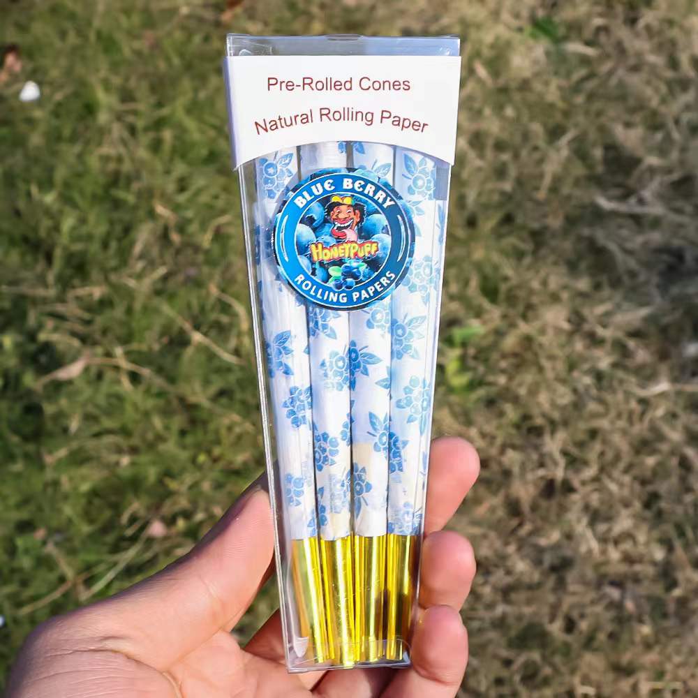 HONEYPUFF Mix Fruit Flavored Pre Rolled Cones, King Size Pre Rolled Rolling Paper with Golden Tips, Slow Burning Pre Rolled Paper Cones with Cones Loaders (8 Pcs)
