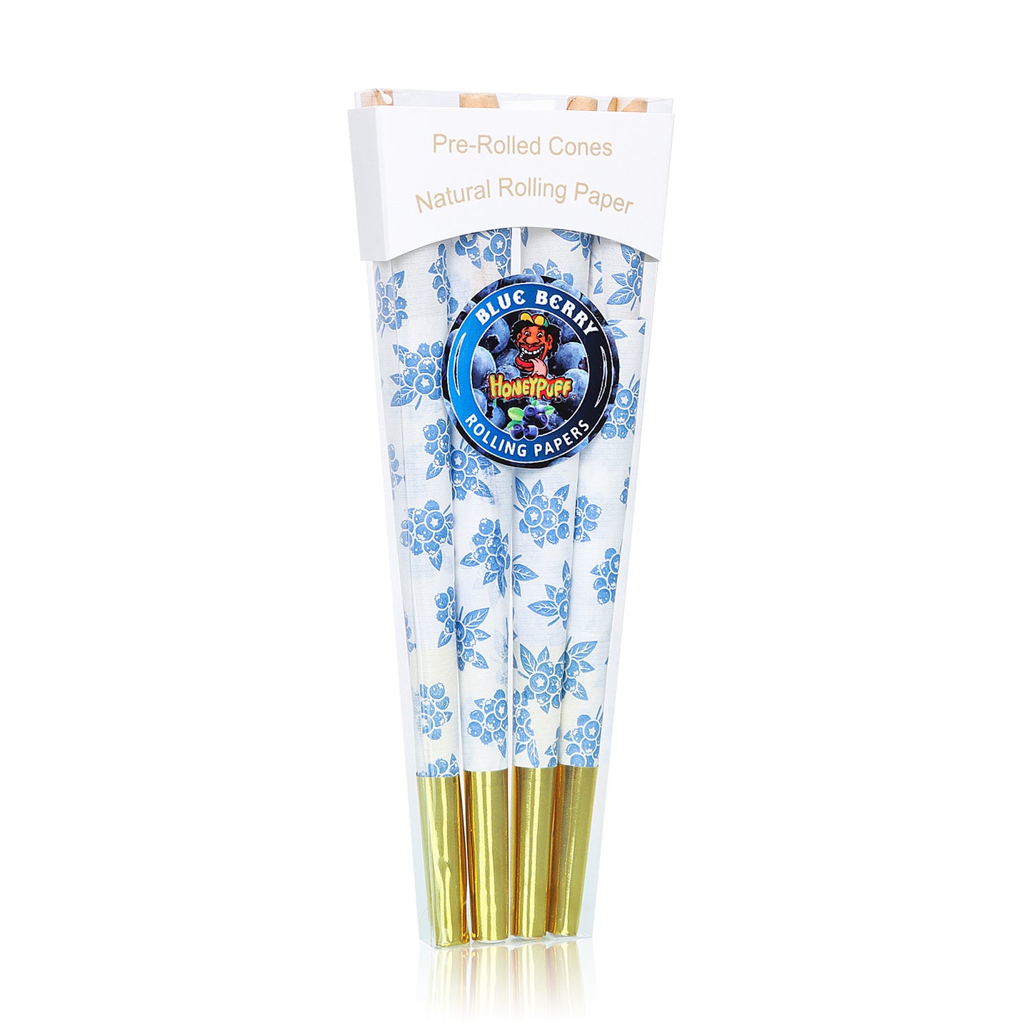 HONEYPUFF Mix Fruit Flavored Pre Rolled Cones, King Size Pre Rolled Rolling Paper with Golden Tips, Slow Burning Pre Rolled Paper Cones with Cones Loaders (8 Pcs)