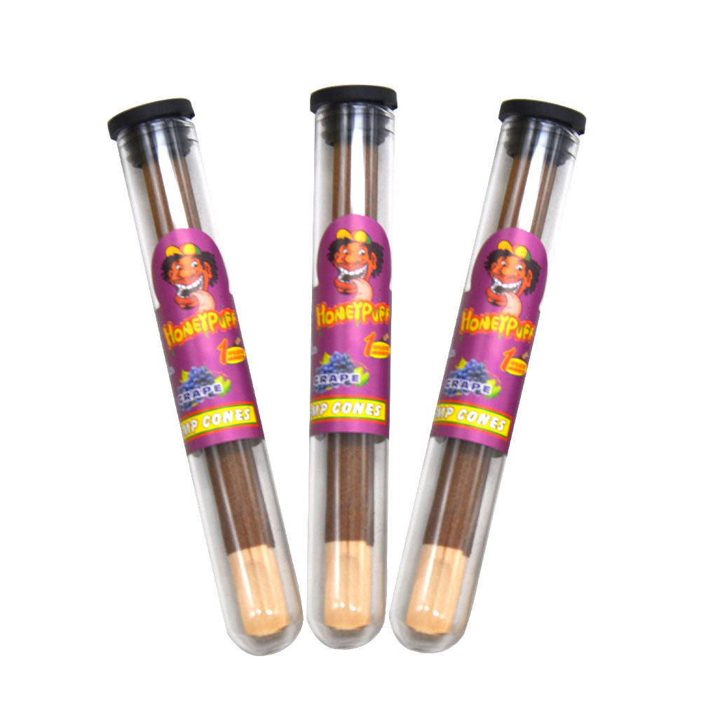 HONEYPUFF 98 mm Grape Flavored Pre Rolled Cones, Wood Tips Rolling Cones & Glass Cigarette Holder, 1 PCS /Tube 24Tubes / Box