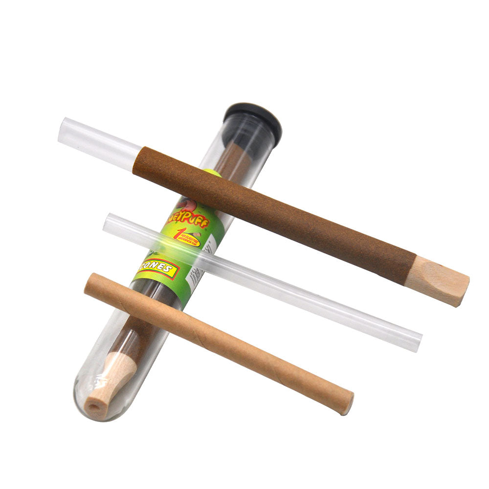 HONEYPUFF 98 mm Mint Flavored Pre Rolled Cones, Wood Tips Rolling Cones & Glass Cigarette Holder, 1 PCS /Tube 24Tubes / Box
