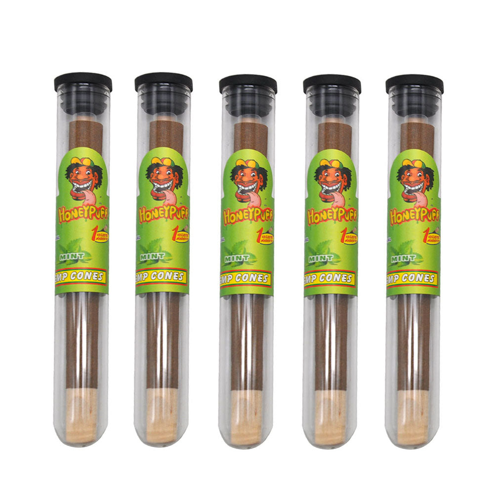HONEYPUFF 98 mm Mint Flavored Pre Rolled Cones, Wood Tips Rolling Cones & Glass Cigarette Holder, 1 PCS /Tube 24Tubes / Box