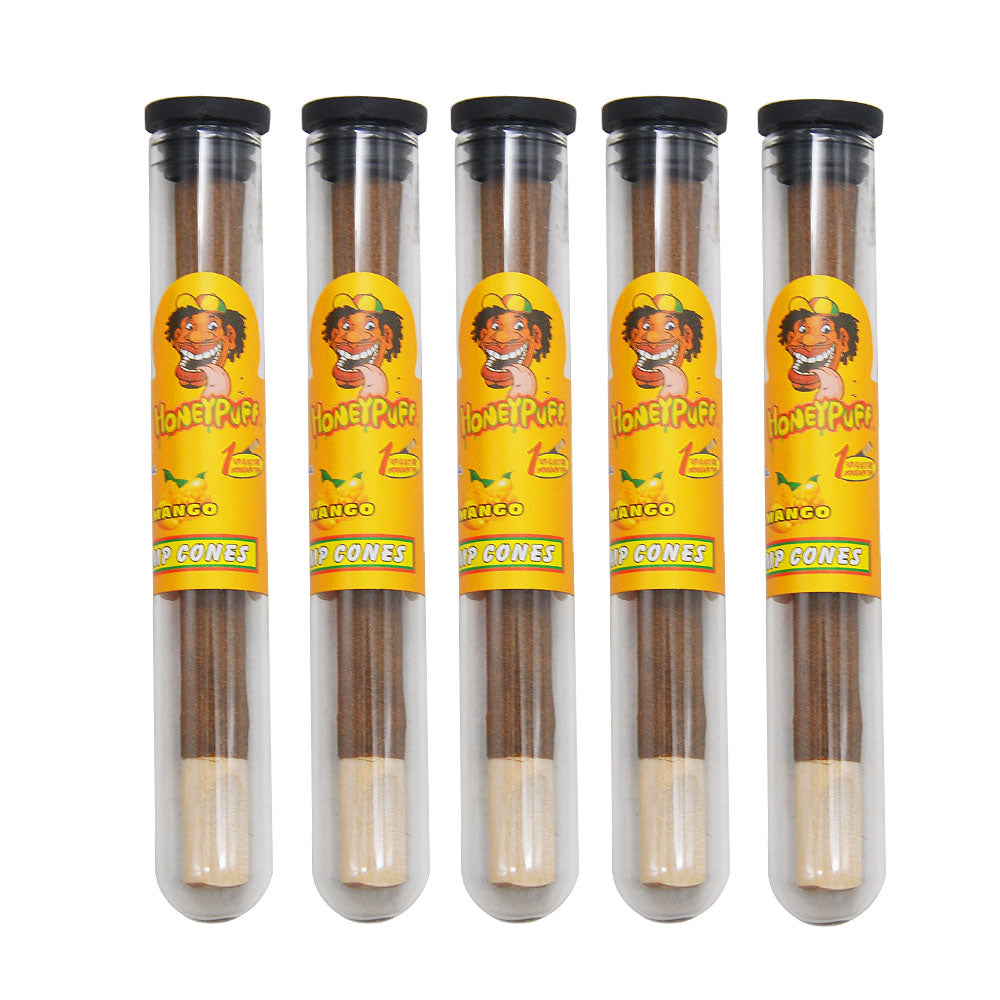 Cônes pré-roulés Honeypuff 98 mm à la mangue, cônes à rouler avec embouts en bois et porte-cigarette en verre, 1 tube, 24 tubes par boîte