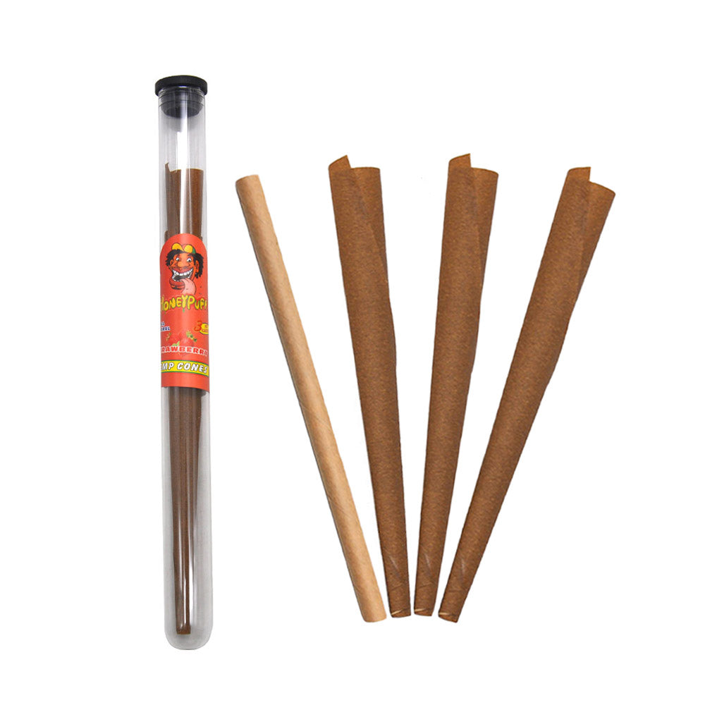 HONEYPUFF Cherry Flavors Pre Rolled Cones with Tips, King Size Pre Rolled Rolling Paper, Natural Rolling Papers & Glass Cigarette Holder, 3Cone/Tube 24Tubes/Box