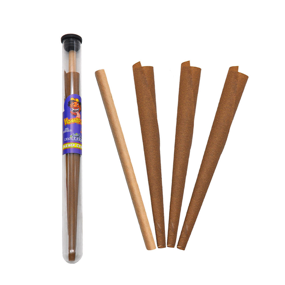 HONEYPUFF Blueberry Flavors Pre Rolled Cones with Tips, King Size Pre Rolled Rolling Paper, Natural Rolling Papers & Glass Cigarette Holder, 3Cone/Tube 24Tubes/Box