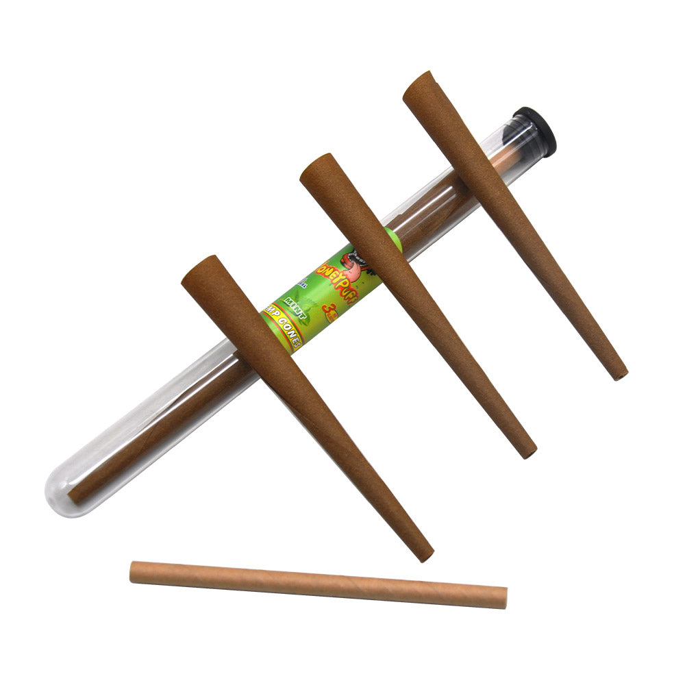 HONEYPUFF Mint Flavors Pre Rolled Cones with Tips, King Size Pre Rolled Rolling Paper, Natural Rolling Papers & Glass Cigarette Holder, 3Cone/Tube 24Tubes/Box