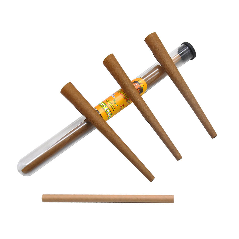 HONEYPUFF Mango Flavors Pre Rolled Cones with Tips, King Size Pre Rolled Rolling Paper, Natural Rolling Papers & Glass Cigarette Holder, 3Cone/Tube 24Tubes/Box
