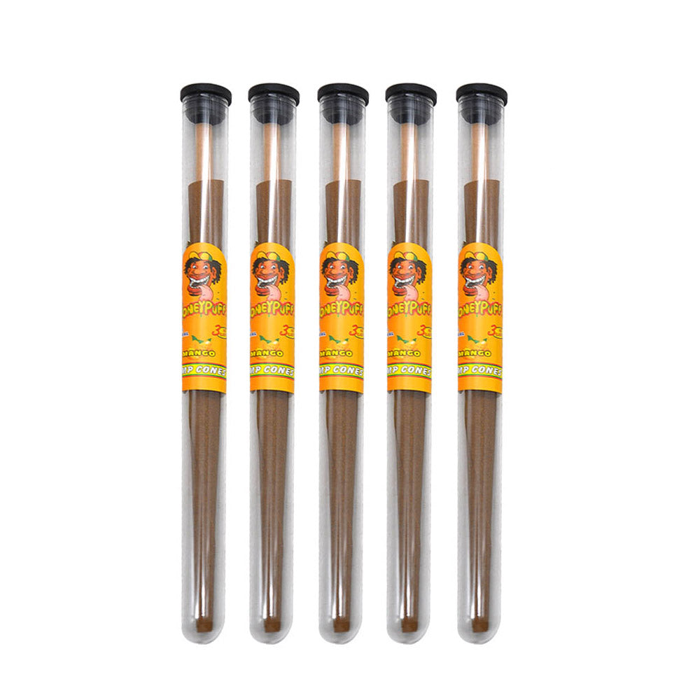 HONEYPUFF Mango Flavors Pre Rolled Cones with Tips, King Size Pre Rolled Rolling Paper, Natural Rolling Papers & Glass Cigarette Holder, 3Cone/Tube 24Tubes/Box