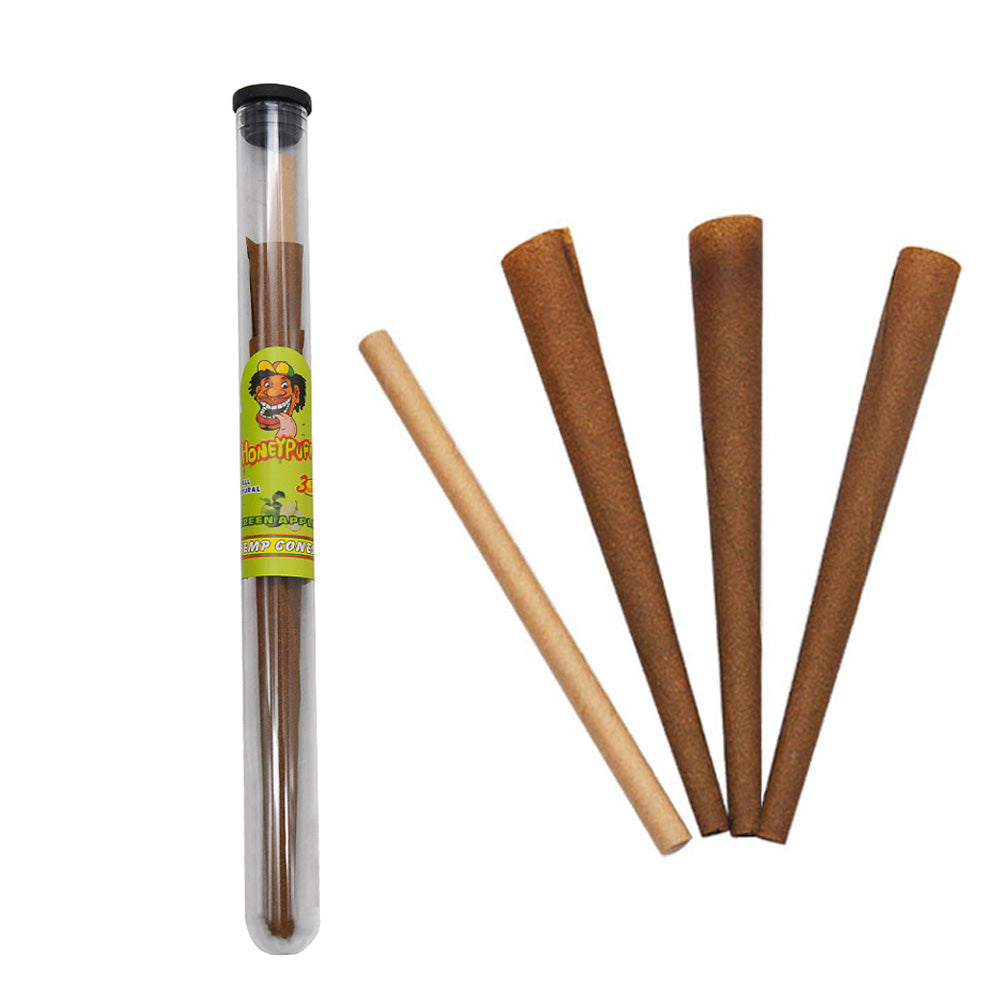 HONEYPUFF Green Apple Flavors Pre Rolled Cones with Tips, King Size Pre Rolled Rolling Paper, Natural Rolling Papers & Glass Cigarette Holder, 3Cone/Tube 24Tubes/Box