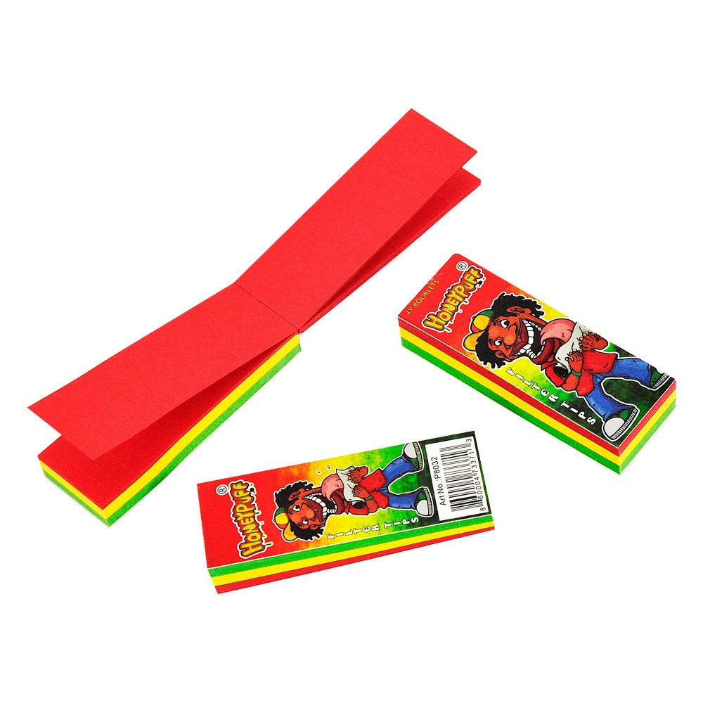 HONEYPUFF Rasta Colors Cigarette Rolling Tips, Slim Size 21 X 60mm Tips,50 Sheets