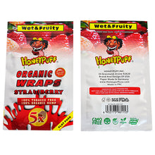 Load image into Gallery viewer, HONEYPUFF Strawberry Flavored Rolling Papers, King Size Cigarette Rolling Paper & Resealable Zip Pack, 5 Pieces / Pack 50 Packs / Box
