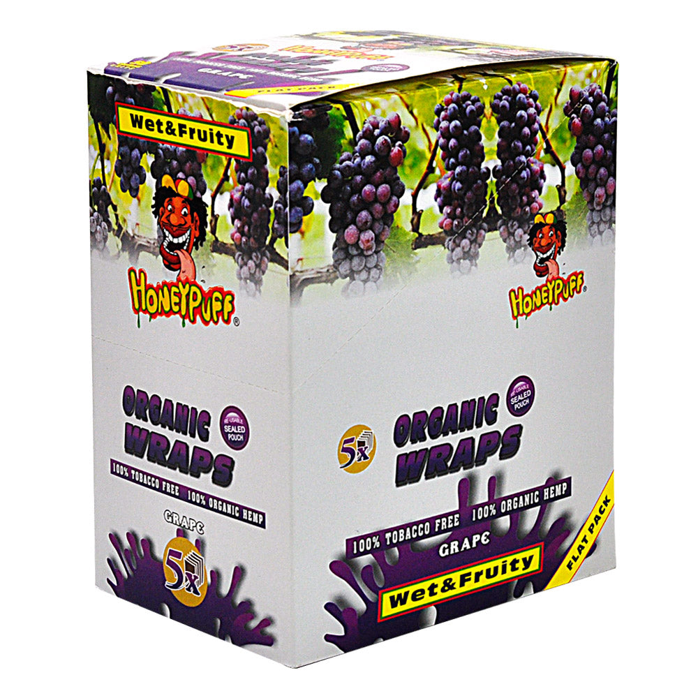 HONEYPUFF Grape Flavored Rolling Papers, King Size Cigarette Rolling Paper & Resealable Zip Pack, 5 Pieces / Pack 50 Packs / Box