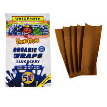 Charger l'image dans la galerie, Feuilles à rouler Honeypuff saveur myrtille, format king size, avec fermeture éclair refermable, 5 pièces/paquet, 50 paquets/boîte
