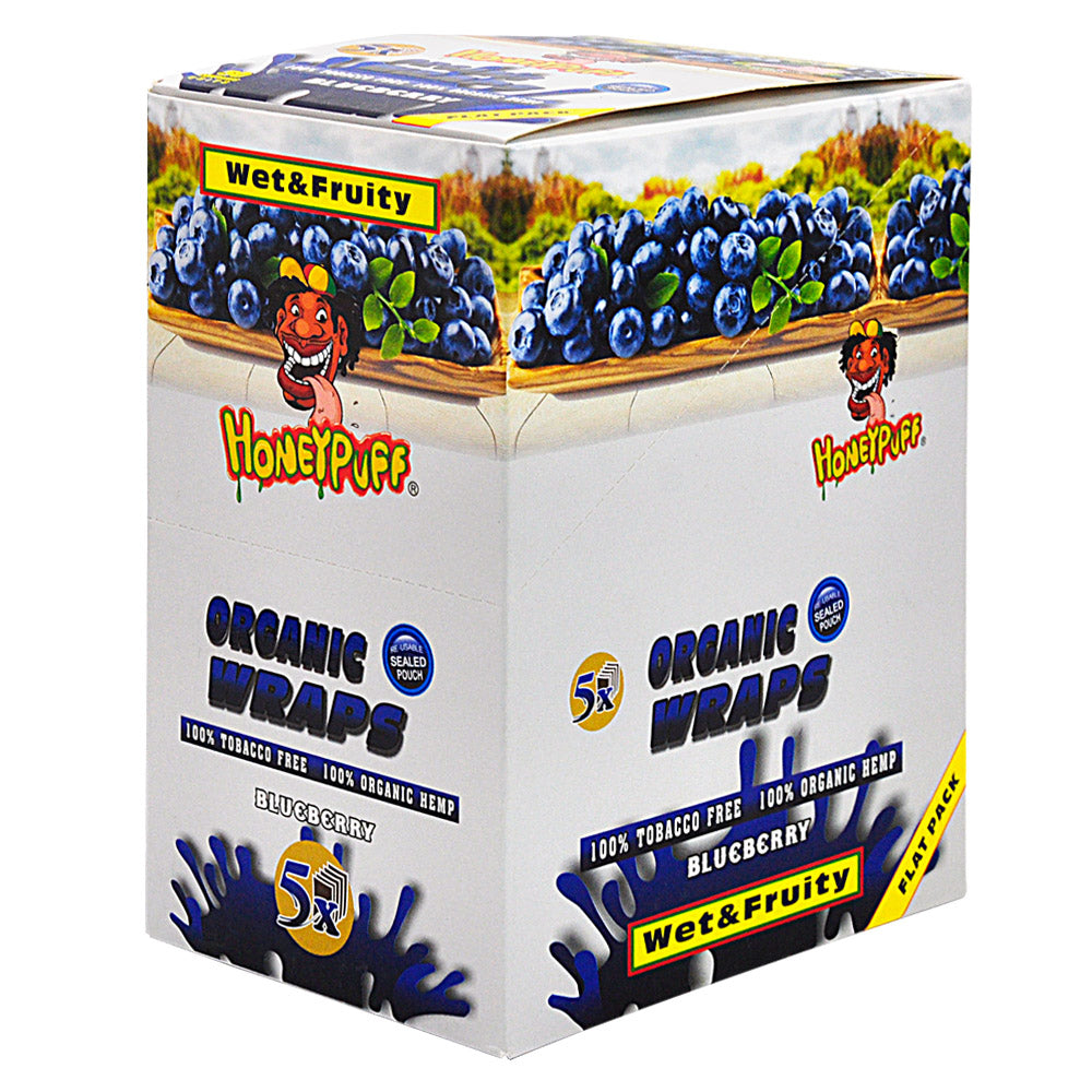 HONEYPUFF Blueberry Flavored Rolling Papers, King Size Cigarette Rolling Paper & Resealable Zip Pack, 5 Pieces / Pack 50 Packs / Box