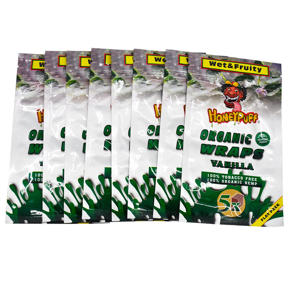 HONEYPUFF Vanilla Flavored Rolling Papers, King Size Cigarette Rolling Paper & Resealable Zip Pack, 5 Pieces / Pack 50 Packs / Box