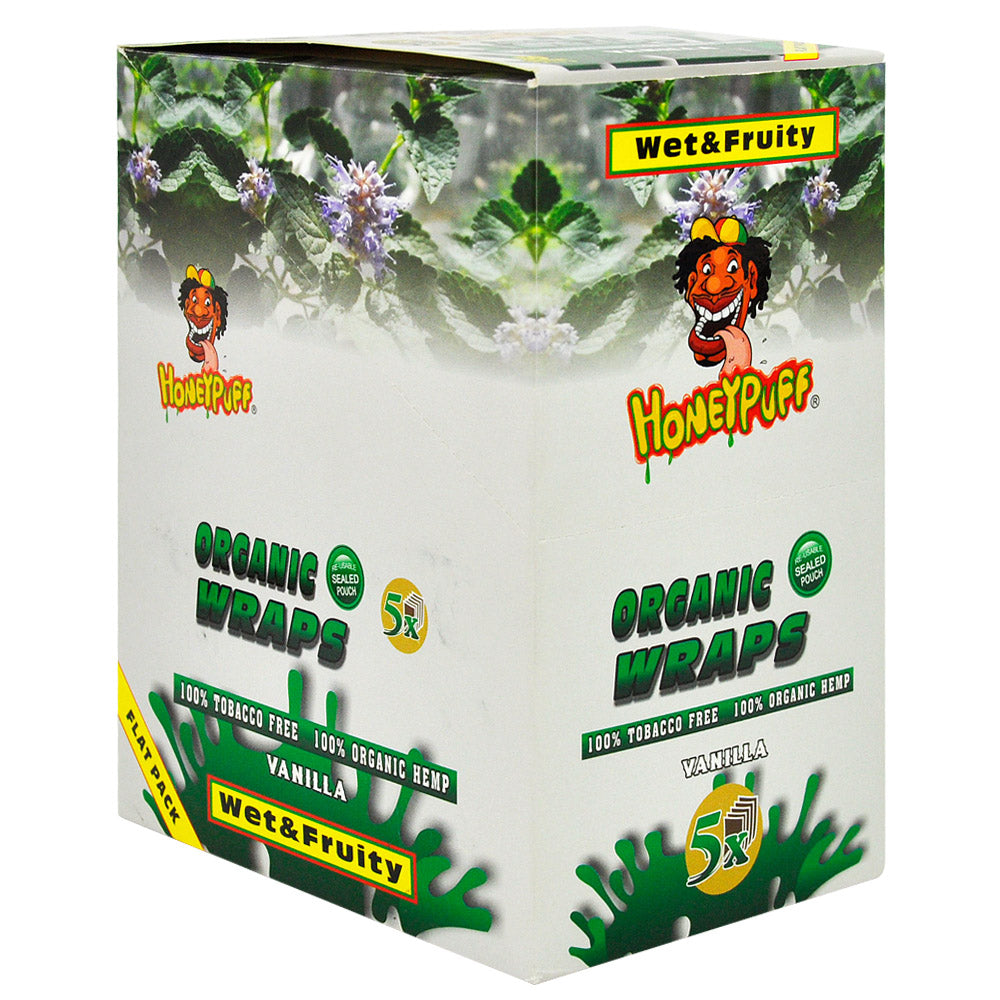 HONEYPUFF Vanilla Flavored Rolling Papers, King Size Cigarette Rolling Paper & Resealable Zip Pack, 5 Pieces / Pack 50 Packs / Box