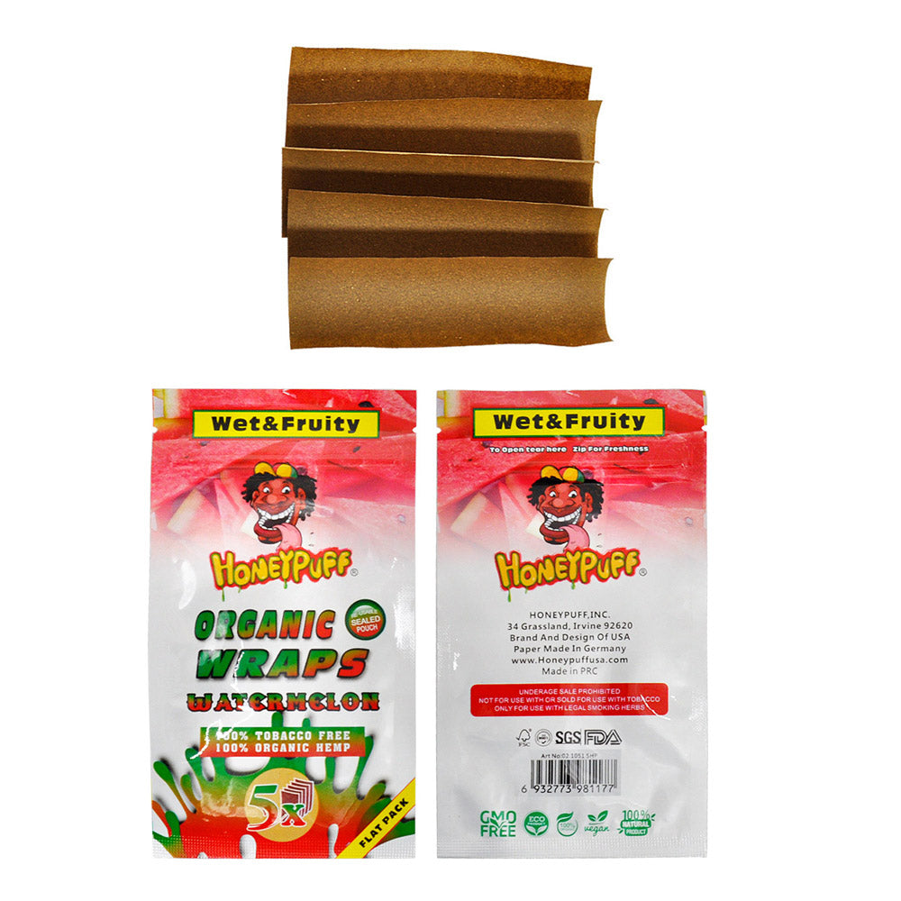 HONEYPUFF Watermelon Flavored Rolling Papers, King Size Cigarette Rolling Paper & Resealable Zip Pack, 5 Pieces / Pack 50 Packs / Box