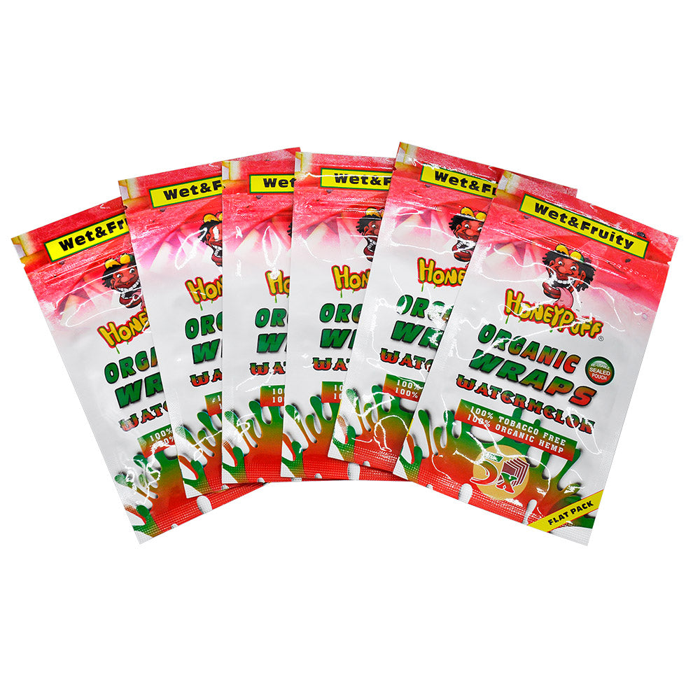 HONEYPUFF Watermelon Flavored Rolling Papers, King Size Cigarette Rolling Paper & Resealable Zip Pack, 5 Pieces / Pack 50 Packs / Box