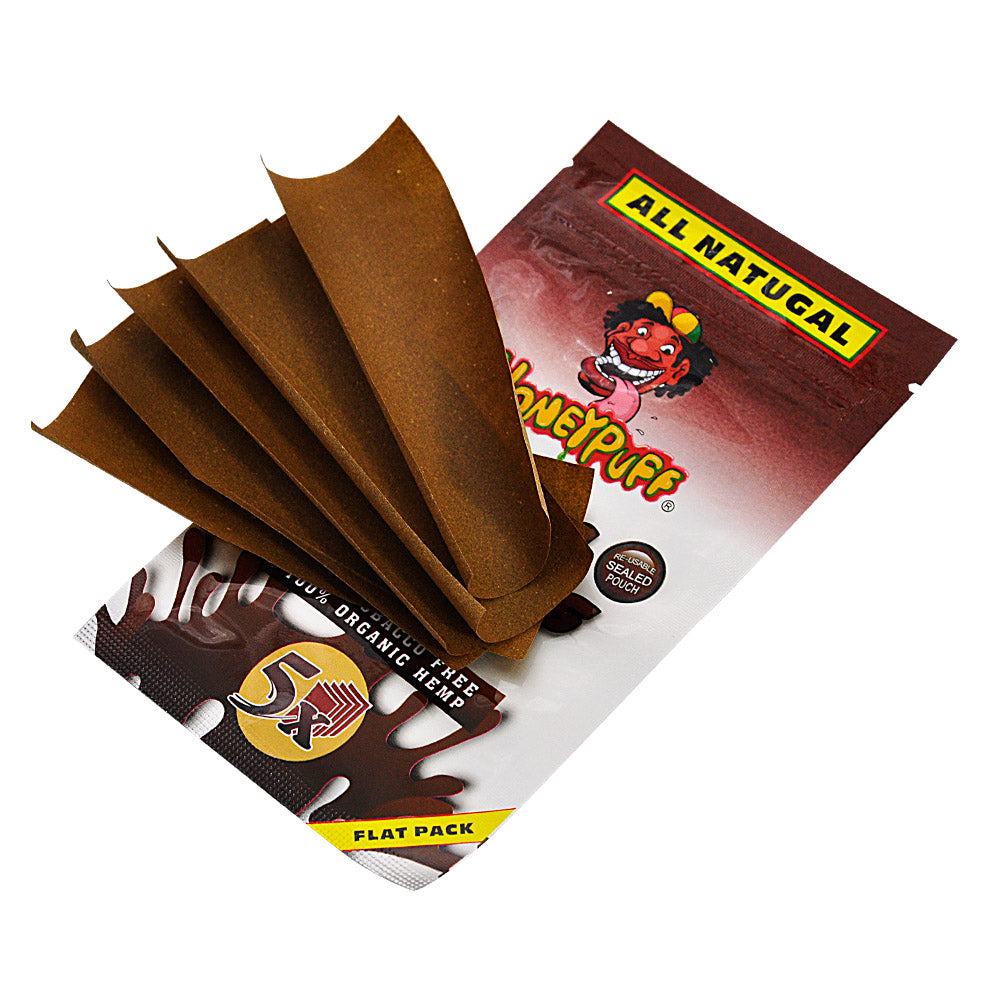 HONEYPUFF Organic Flavored Rolling Papers, King Size Cigarette Rolling Paper & Resealable Zip Pack, 5 Pieces / Pack 50 Packs / Box