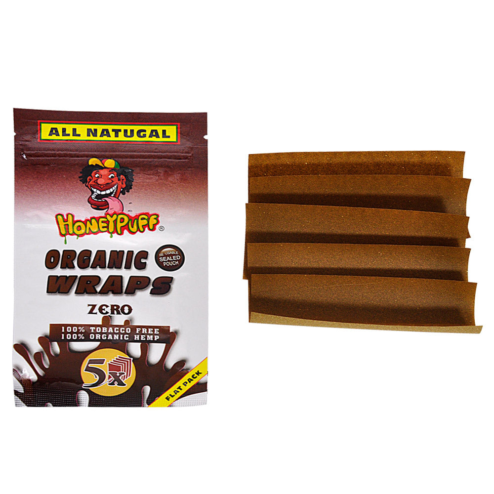 HONEYPUFF Organic Flavored Rolling Papers, King Size Cigarette Rolling Paper & Resealable Zip Pack, 5 Pieces / Pack 50 Packs / Box