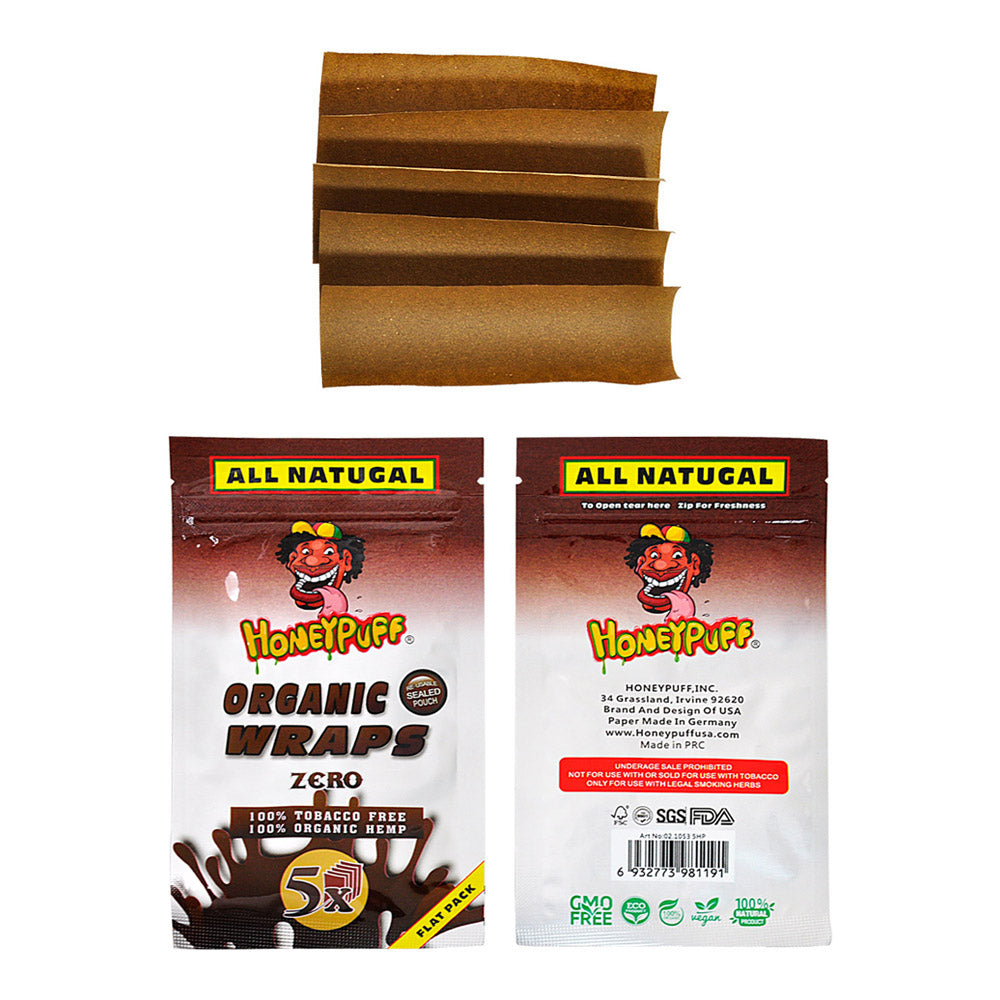 HONEYPUFF Organic Flavored Rolling Papers, King Size Cigarette Rolling Paper & Resealable Zip Pack, 5 Pieces / Pack 50 Packs / Box