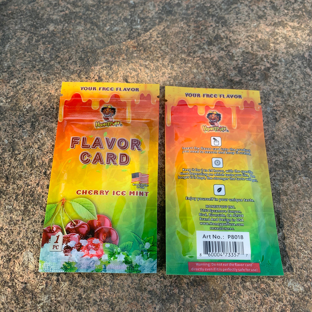 HONEYPUFF Cherry Ice Mint Flavour Cards, King Size Cigarette Insert Infusion, Natural Flavour Card