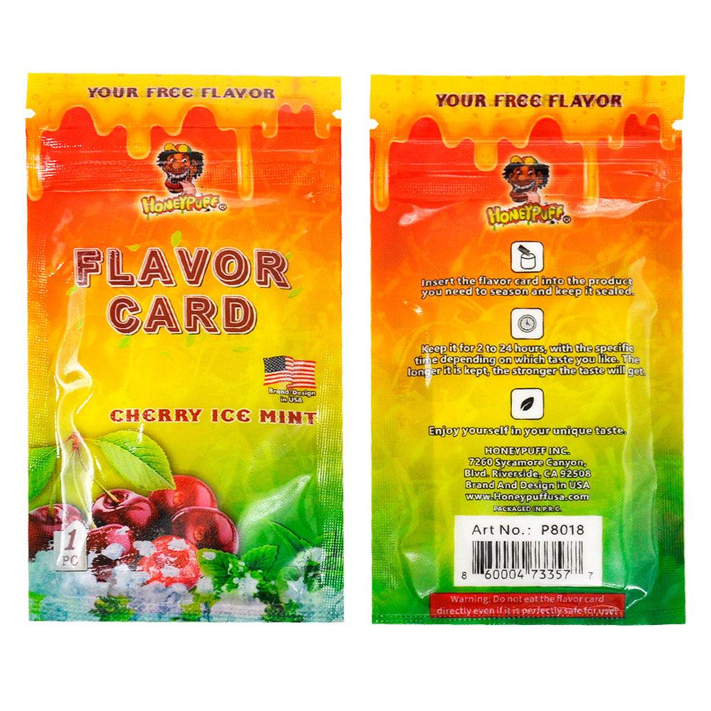 HONEYPUFF Cherry Ice Mint Flavour Cards, King Size Cigarette Insert Infusion, Natural Flavour Card