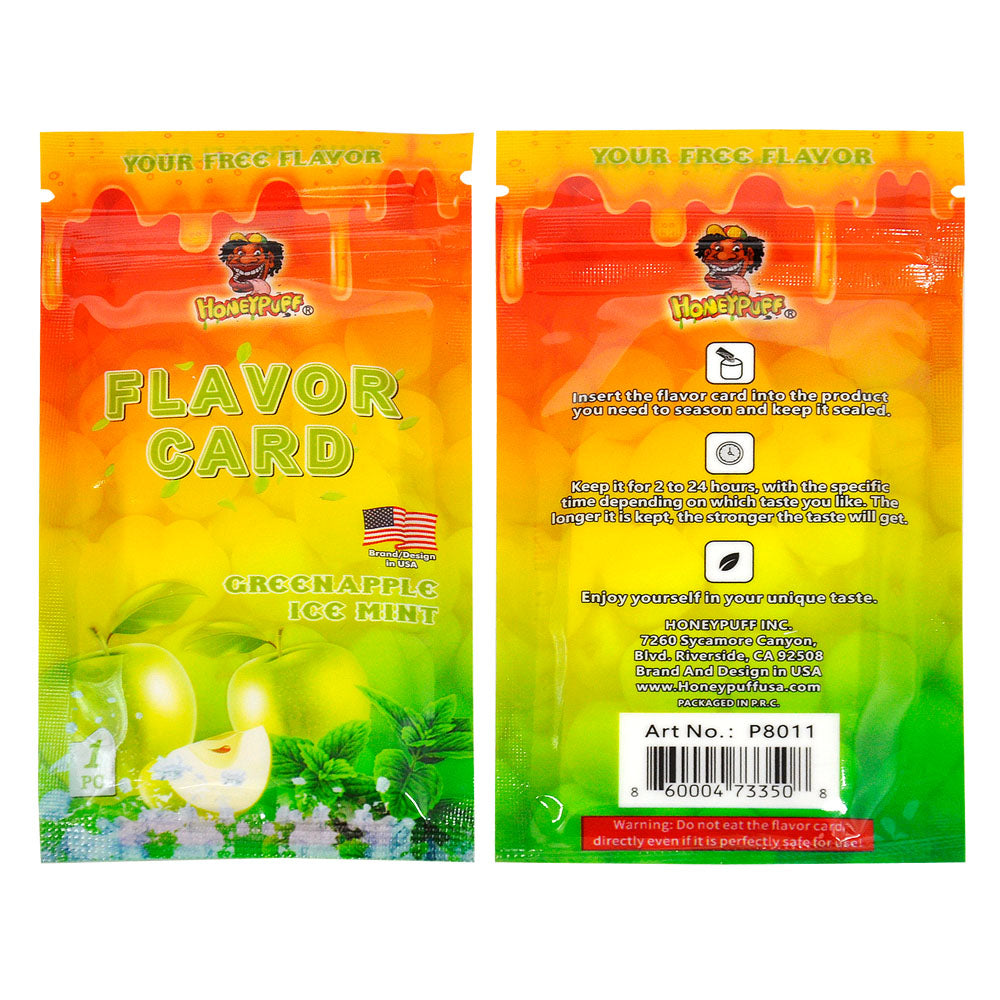 HONEYPUFF Green Apple Ice Mint Flavour Cards, King Size Cigarette Insert Infusion, Natural Flavour Card