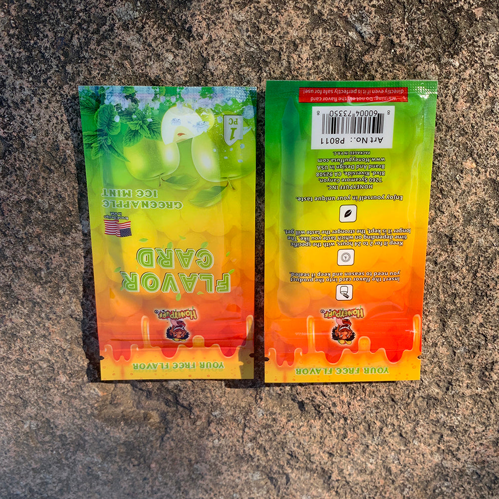 HONEYPUFF Green Apple Ice Mint Flavour Cards, King Size Cigarette Insert Infusion, Natural Flavour Card