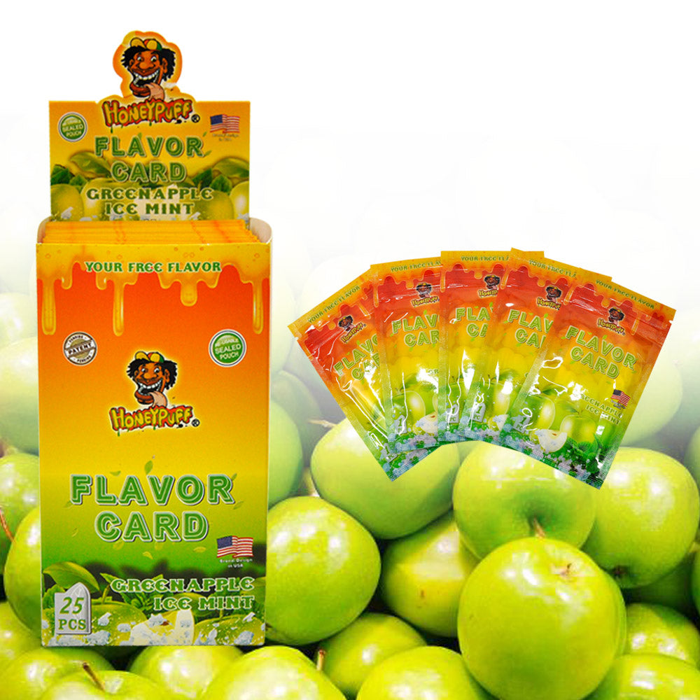 HONEYPUFF Green Apple Ice Mint Flavour Cards, King Size Cigarette Insert Infusion, Natural Flavour Card