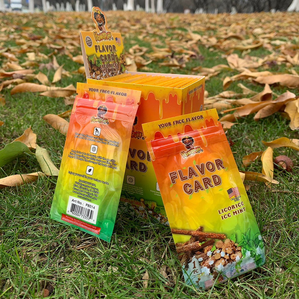 HONEYPUFF Licorice Ice Mint Flavour Cards, King Size Cigarette Insert Infusion, Natural Flavour Card