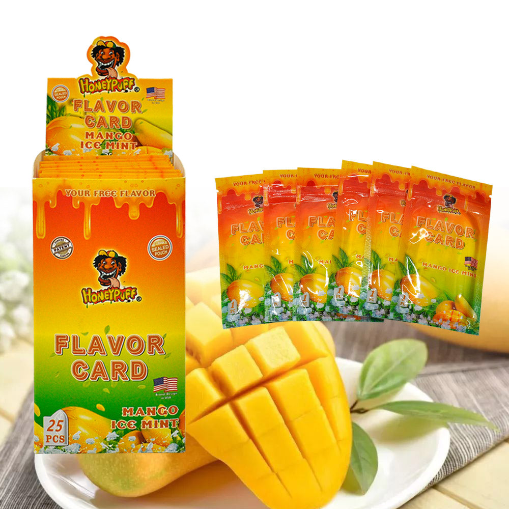 HONEYPUFF Mango Ice Mint Flavour Cards, King Size Cigarette Insert Infusion, Natural Flavour Card